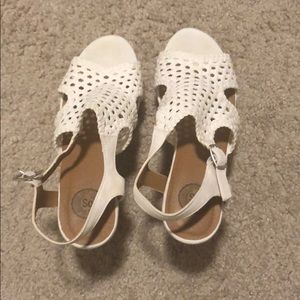 White Crochet Detail Wedges